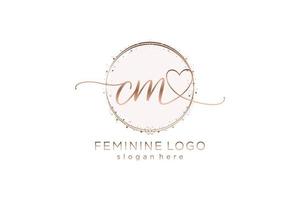 Initial CM handwriting logo with circle template vector logo of initial wedding, fashion, floral and botanical with creative template.