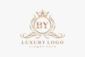 Initial BY Letter Royal Luxury Logo template in vector art for Restaurant, Royalty, Boutique, Cafe, Hotel, Heraldic, Jewelry, Fashion and other vector illustration.