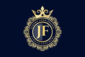 jf letra inicial oro caligráfico femenino floral dibujado a mano monograma heráldico antiguo estilo vintage lujo diseño de logotipo vector premium