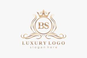 Initial BS Letter Royal Luxury Logo template in vector art for Restaurant, Royalty, Boutique, Cafe, Hotel, Heraldic, Jewelry, Fashion and other vector illustration.