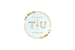 Initial TU beauty monogram and elegant logo design handwriting logo of initial signature, wedding, fashion, floral and botanical with creative template. vector