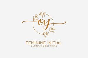 Initial OY beauty monogram and elegant logo design handwriting logo of initial signature, wedding, fashion, floral and botanical with creative template. vector