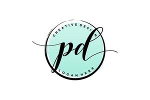 Initial PD handwriting logo with circle template vector signature, wedding, fashion, floral and botanical with creative template.