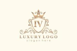 Initial IV Letter Royal Luxury Logo template in vector art for Restaurant, Royalty, Boutique, Cafe, Hotel, Heraldic, Jewelry, Fashion and other vector illustration.