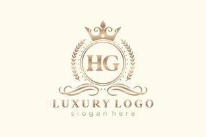 plantilla de logotipo de lujo real de letra hg inicial en arte vectorial para restaurante, realeza, boutique, cafetería, hotel, heráldica, joyería, moda y otras ilustraciones vectoriales. vector