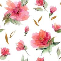 Pink floral seamless pattern with fragrant flowers and buds on a white photo