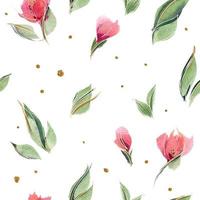 Pink floral seamless pattern with delicate rose buds photo