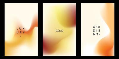 Set of abstract trendy in blending gold gradient color for background. Smooth minimalist color texture for poster template, cover, presentation, web and creative print. vector