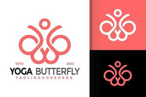 diseño de logotipo de mariposa de yoga, vector de logotipos de identidad de marca, logotipo moderno, plantilla de ilustración vectorial de diseños de logotipos