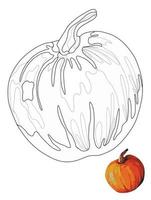 round pumpkin doodle style coloring book, coloring page for kids vector