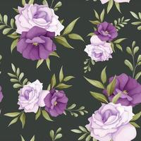 elegant floral seamless pattern with beautiful purple flower vector