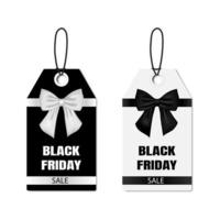 Black Friday sale tags with bows in black and white vector