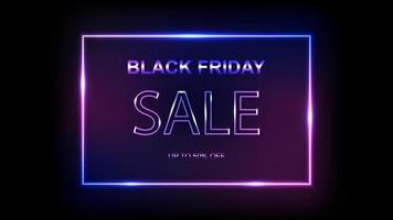Black friday sale background with neon frame vector