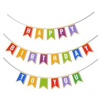 Happy birthday to you flat colorful garland flags vector