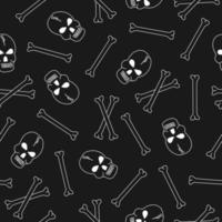 Outline skull and bones hand drawn seamless pattern vector