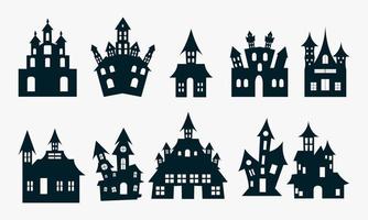 Halloween house illustration set vector