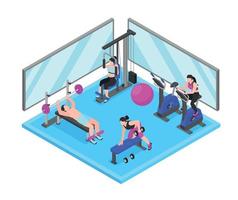 gimnasio isometrico vector