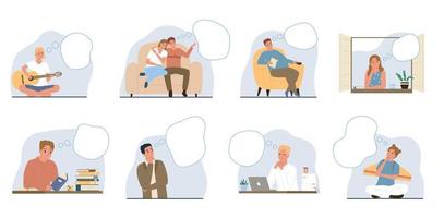 Dreams Dreaming People Flat Icon Set vector