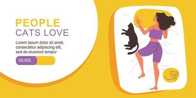 Cats Lovers Horizontal Banner vector