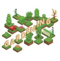 Gardening Isometric Design Concept vector