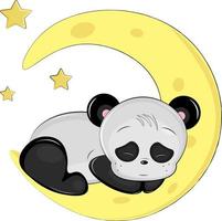 panda bear sleeping on the moon vector