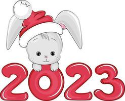 new year bunny with a hat vector