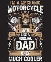 plantilla de vector de diseño de camiseta de motocicleta papá mecánico vintage personalizado