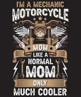 plantilla de vector de diseño de camiseta de motocicleta de mamá mecánica vintage personalizada