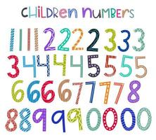 Comic irregular colorful children numbers. Random styles and colors. vector