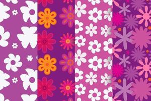 groovy flower Seamless Pattern Set vector