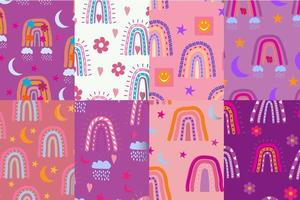 rainbow Seamless Pattern Set vector