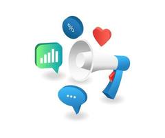 Megaphone for digital marketing strategy campaign vector