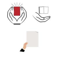 hand holding book paper icon isolated on white background vector