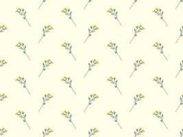 Flower cartoon character seamless pattern on yellow background vector