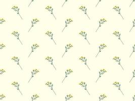 Flower cartoon character seamless pattern on yellow background vector