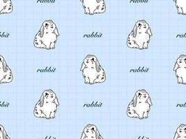 Rabbit cartoon character seamless pattern on blue background vector