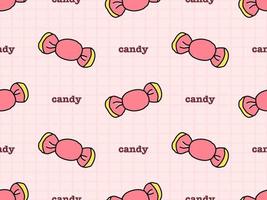 Candy cartoon character seamless pattern on pink background vector