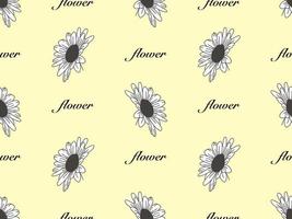 Flower cartoon character seamless pattern on yellow background vector