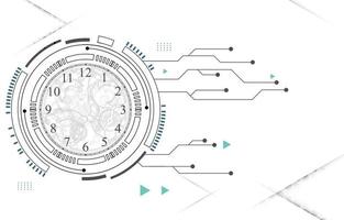 fondo de vector blanco de tecnología.reloj de tecnología analógica.concepto de velocidad de tiempo