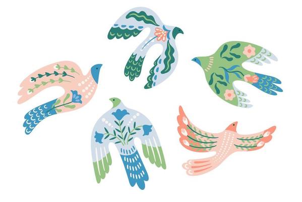 Doves of peace. Vector isolated illustration for card, poster, flyer and other use
