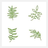 Hand drawn Set of leaf line art vector