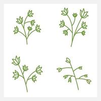 Hand drawn Set of leaf line art vector