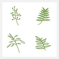 Hand drawn Set of leaf line art vector