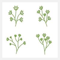 Hand drawn Set of leaf line art vector