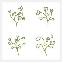 Hand drawn Set of leaf line art vector