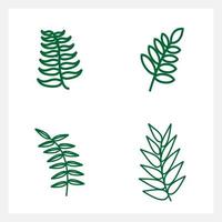 Hand drawn Set of leaf line art vector