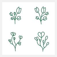 Hand drawn Set of leaf line art vector