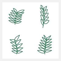 Hand drawn Set of leaf line art vector