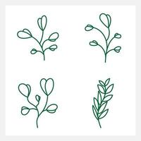 Hand drawn Set of leaf line art vector