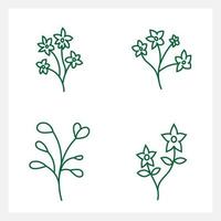 Hand drawn Set of leaf line art vector